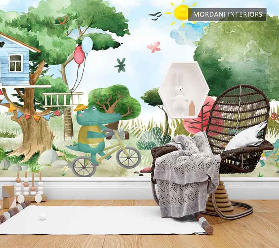 TREE HOUSE & ANIMALS KIDS WALL MURALS _ E