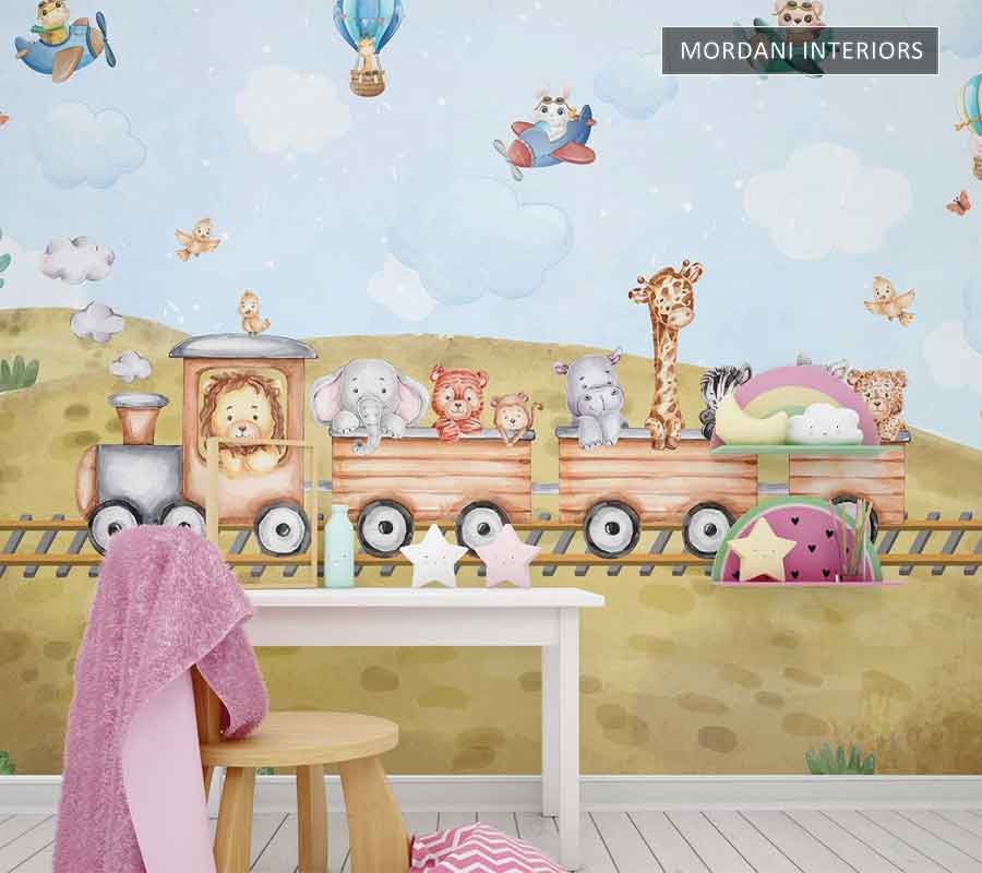ANIMALS TRAIN KIDS WALL MURALS _ E