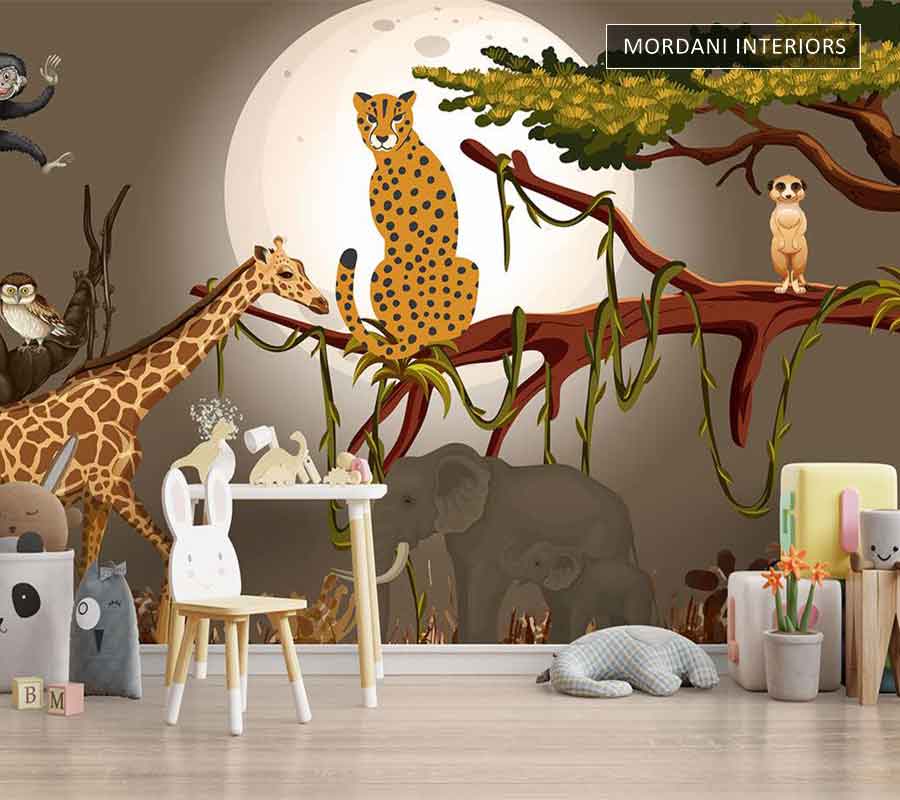 TIGER & GIRAFFE KIDS WALL MURALS _ E