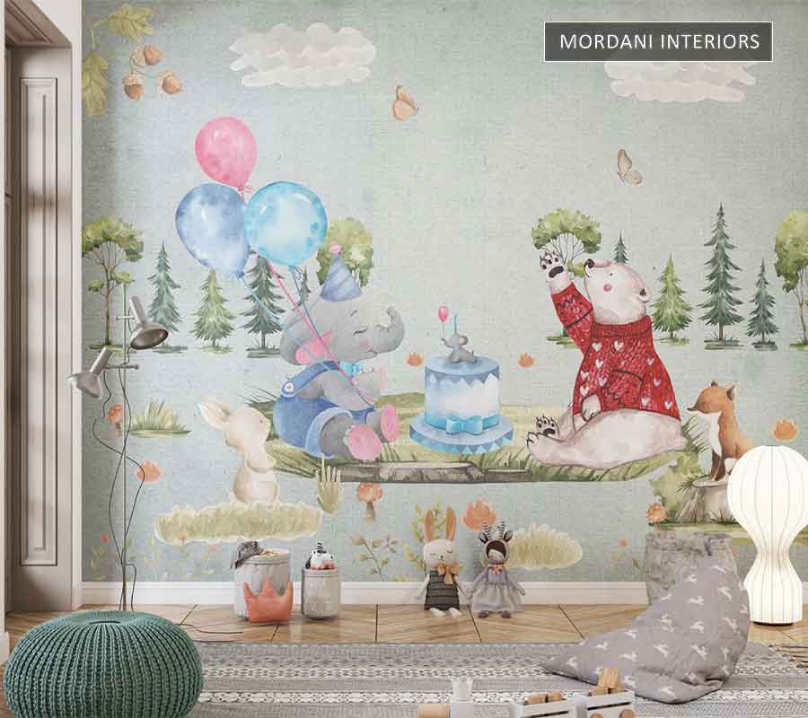 ANIMALS BIRTHDAY CELEBRATEKIDS WALL MURALS _ E