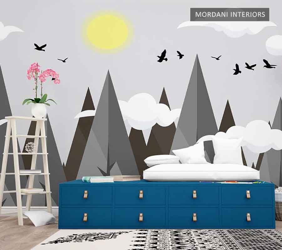 GEOMETRIC ABSTRACT MOUNTAIN KIDS WALL MURALS _ E