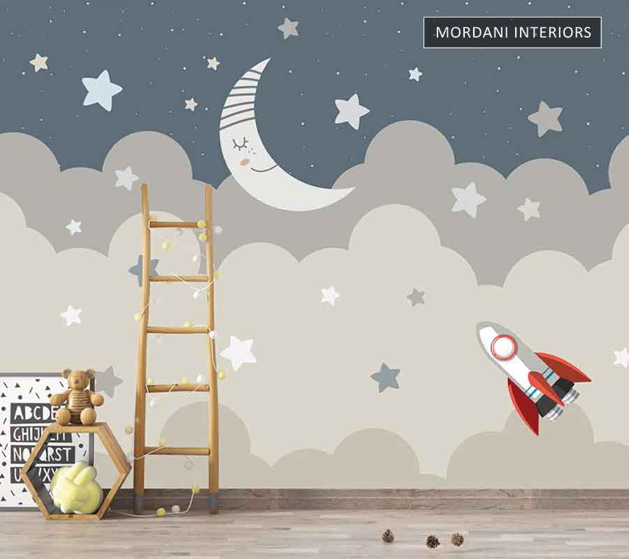 CLOUD MOON & STARS KIDS WALL MURALS _ E