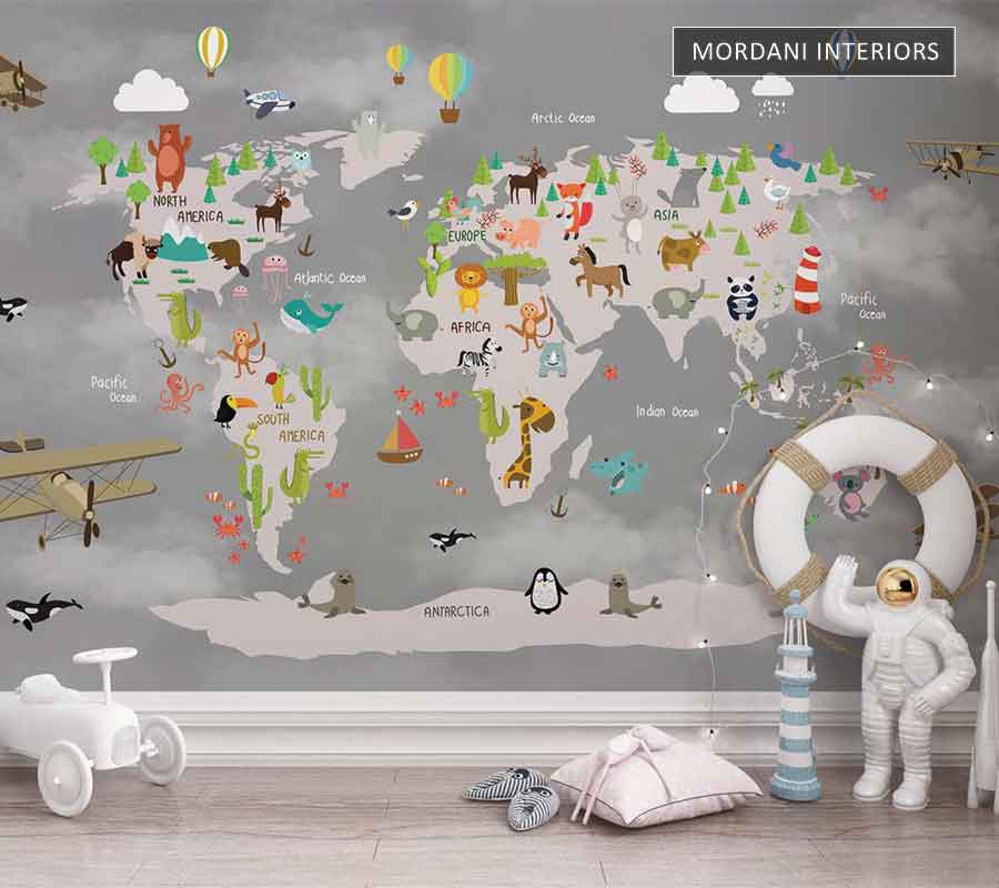 ANIMAL FRIENDS MAP KIDS WALL MURALS _ E
