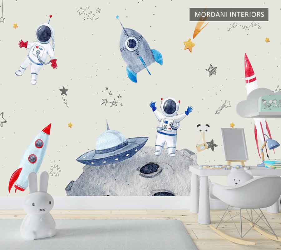 WATERCOLOR ASTRONAUT KIDS WALL MURALS _ E