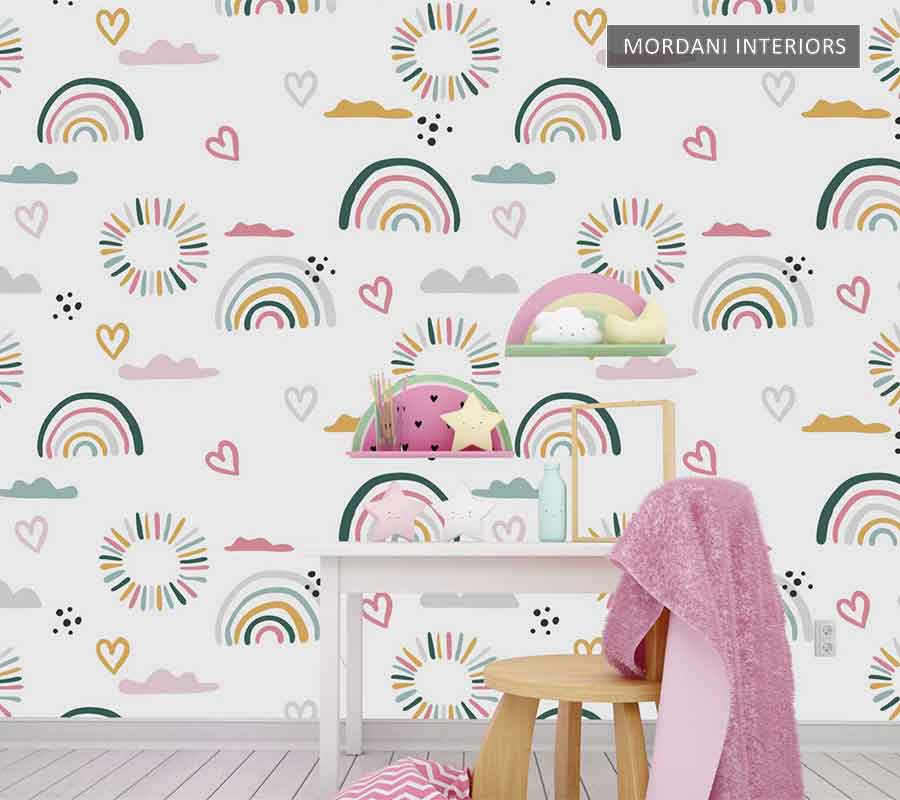 RAINBOWS HEARTS KIDS WALL MURALS _ E