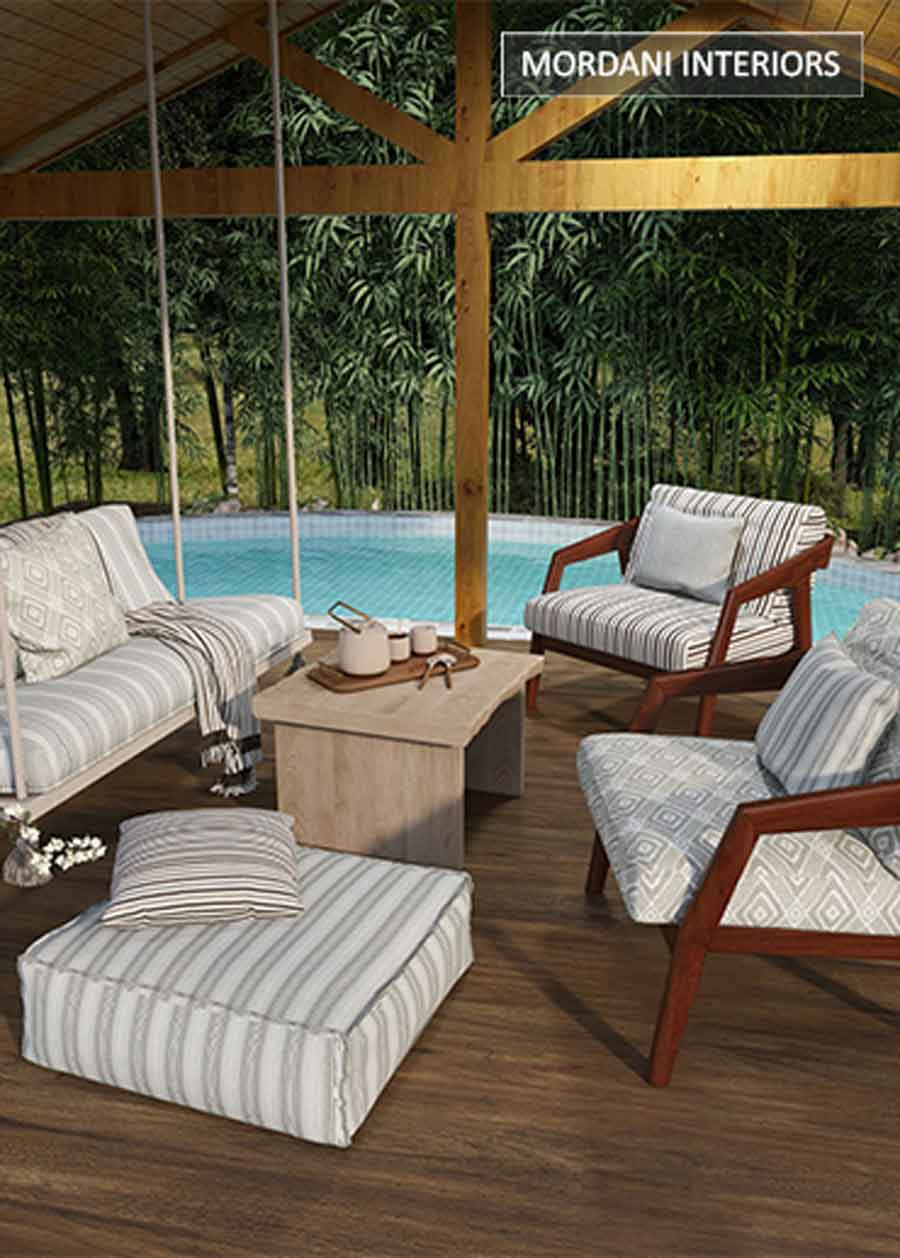 white & grey striped outdoor fabric