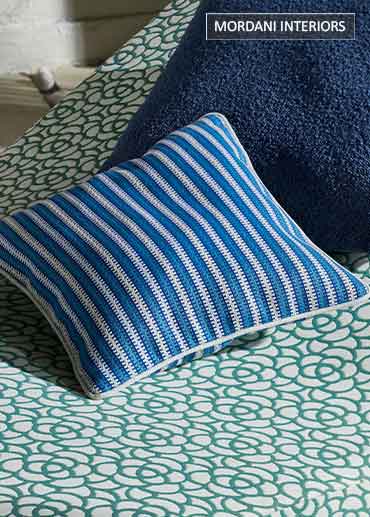 Blue STRIPED outdoor upholstery fabric