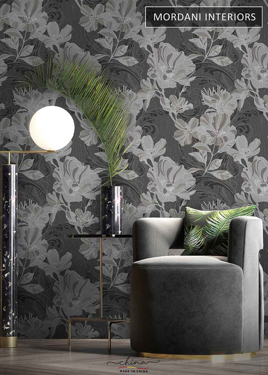 Metallic Foiled Floral Wallpaper.