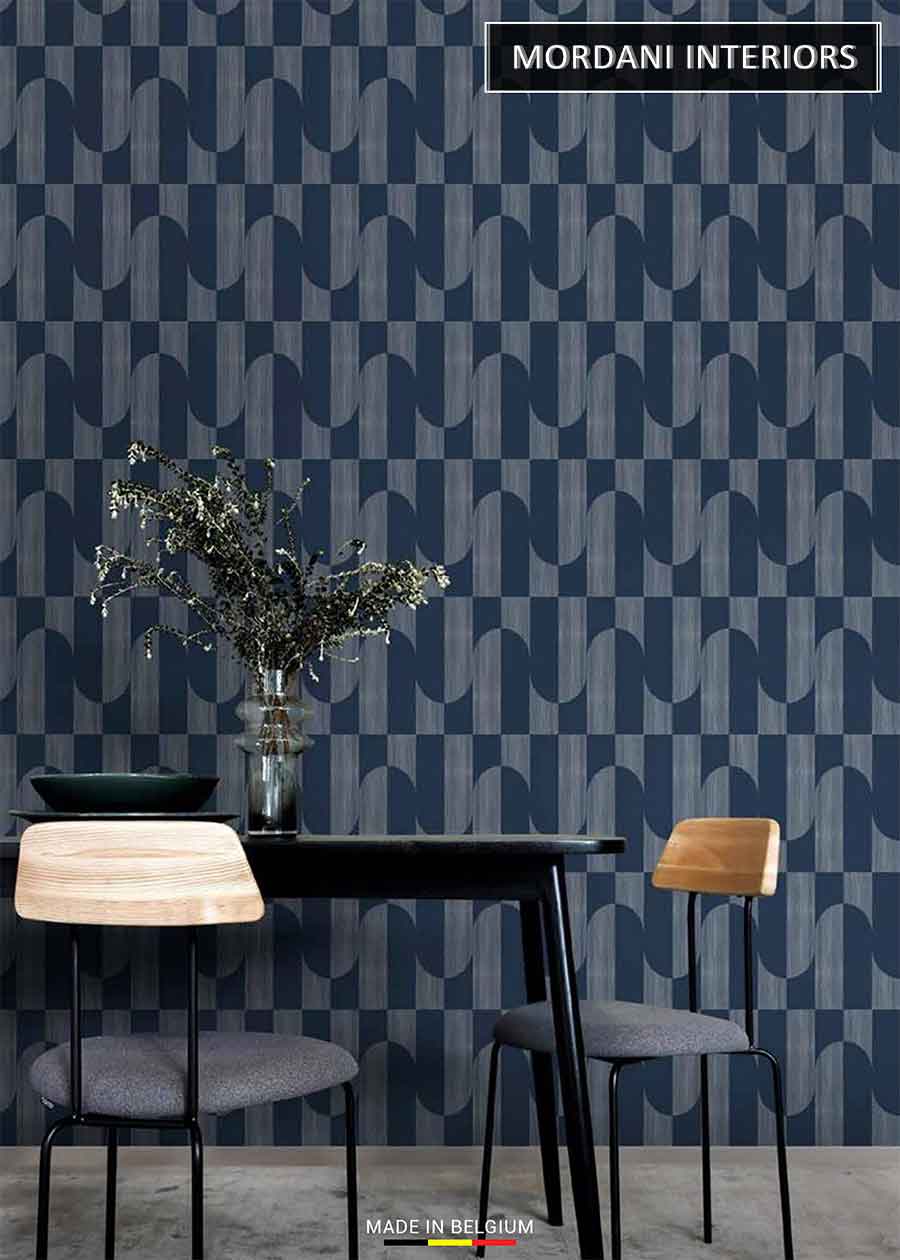 Blue & Grey Modern Abstract Wallpaper for Bedroom Walls
