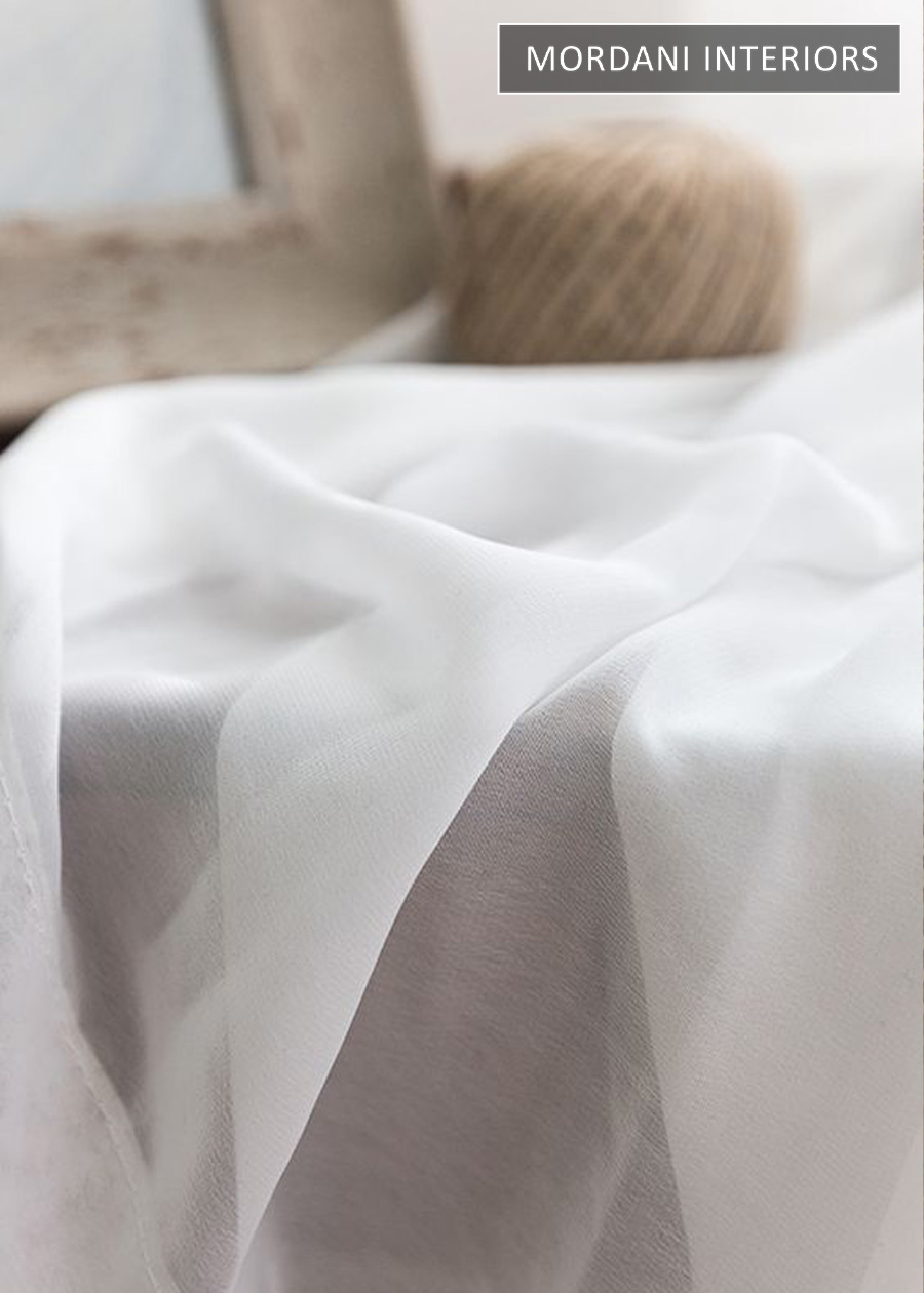 Grain Textured White Sheer Curtain