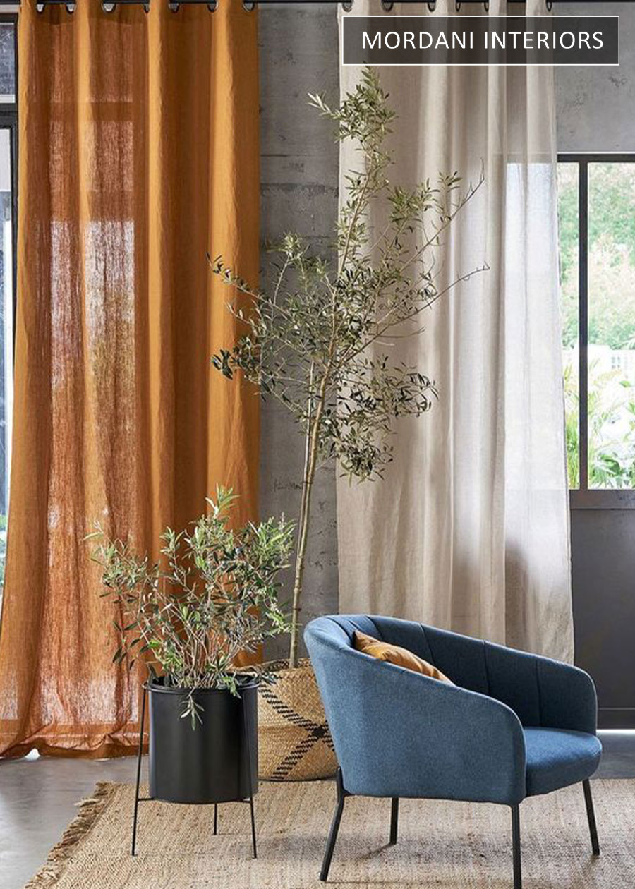Rust Linen Natural Window Curtains