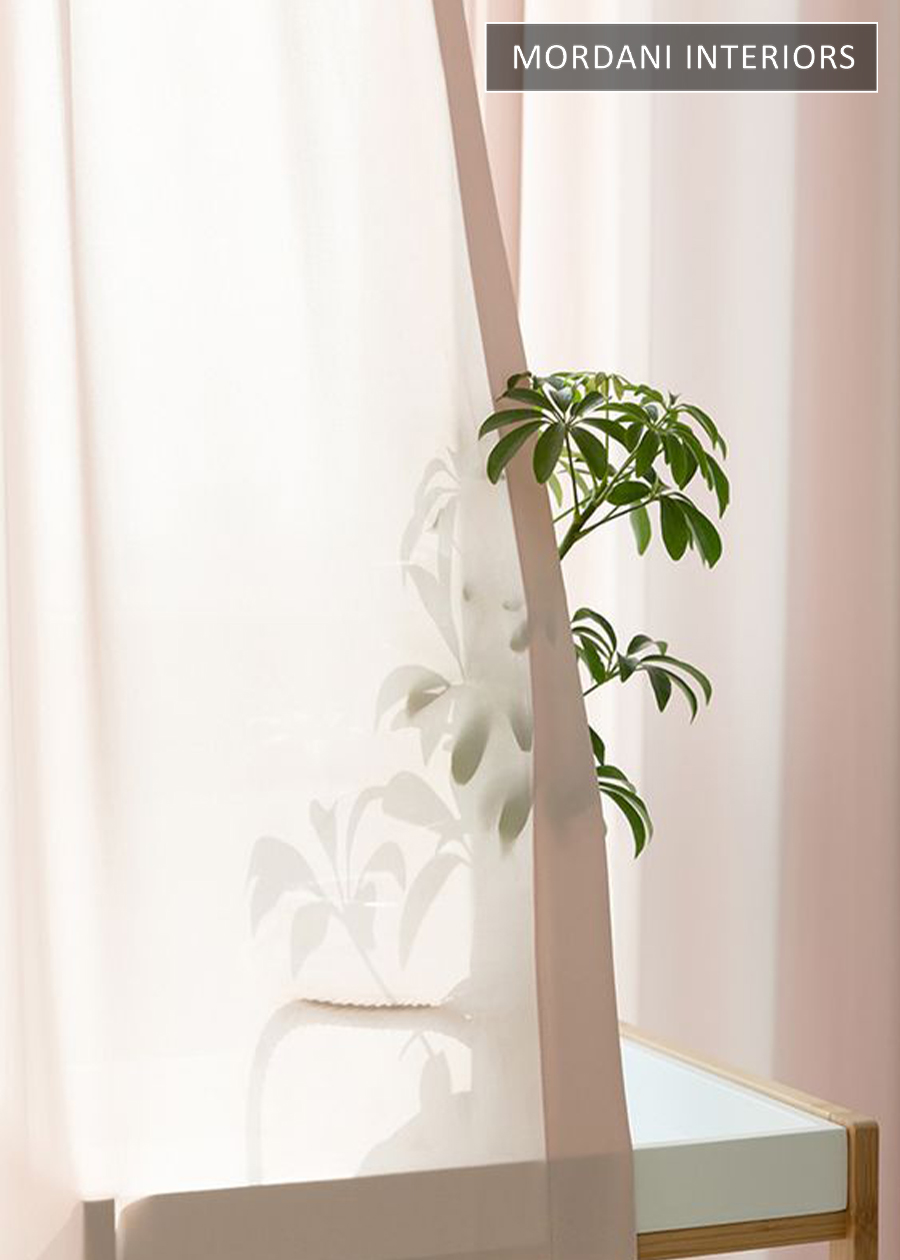 Nude Pink Glass Voile Sheer Curtains