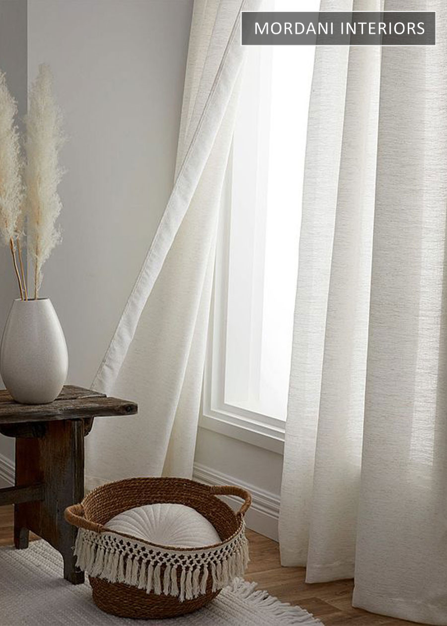 Off White Textured Sheer Curtains