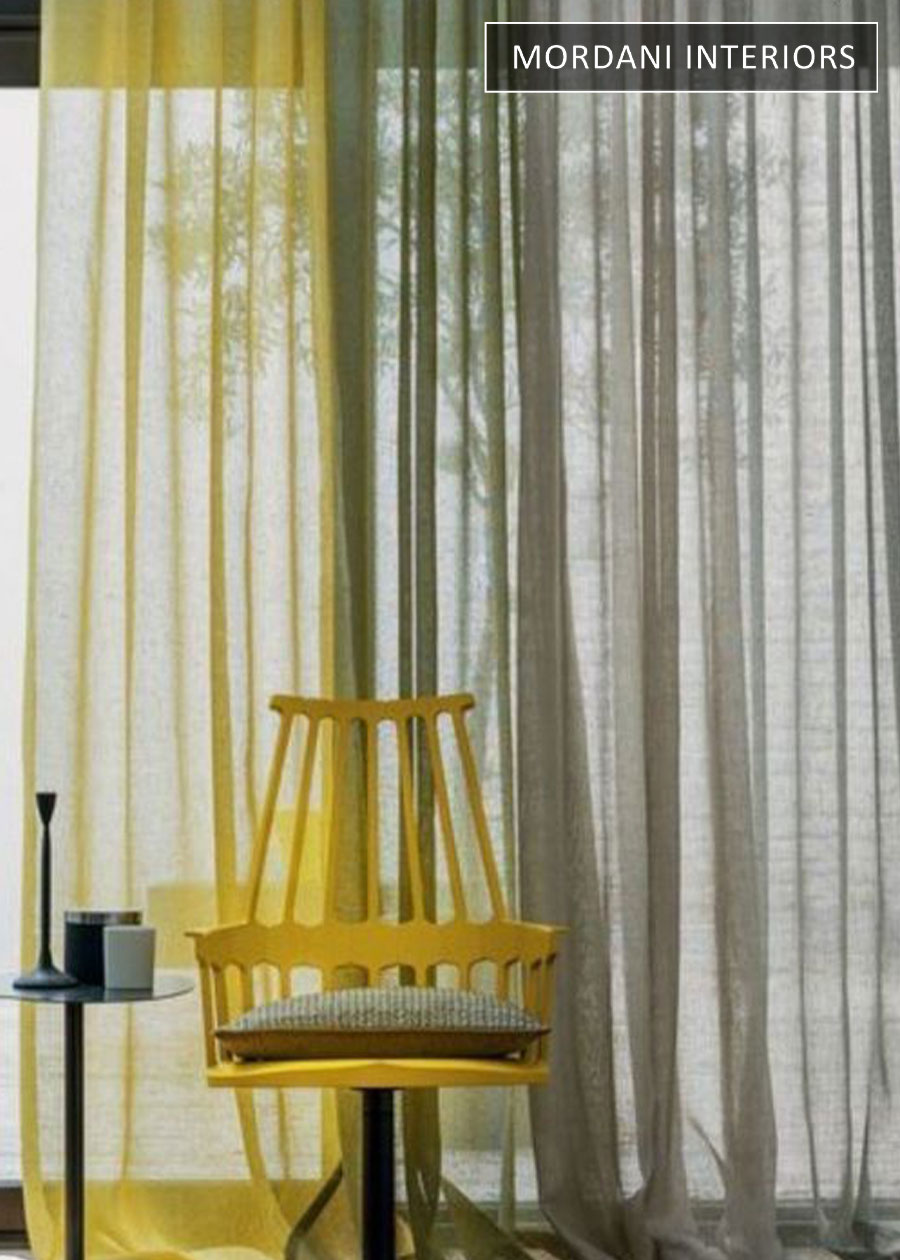 Yellow Summer Linen Window Curtains