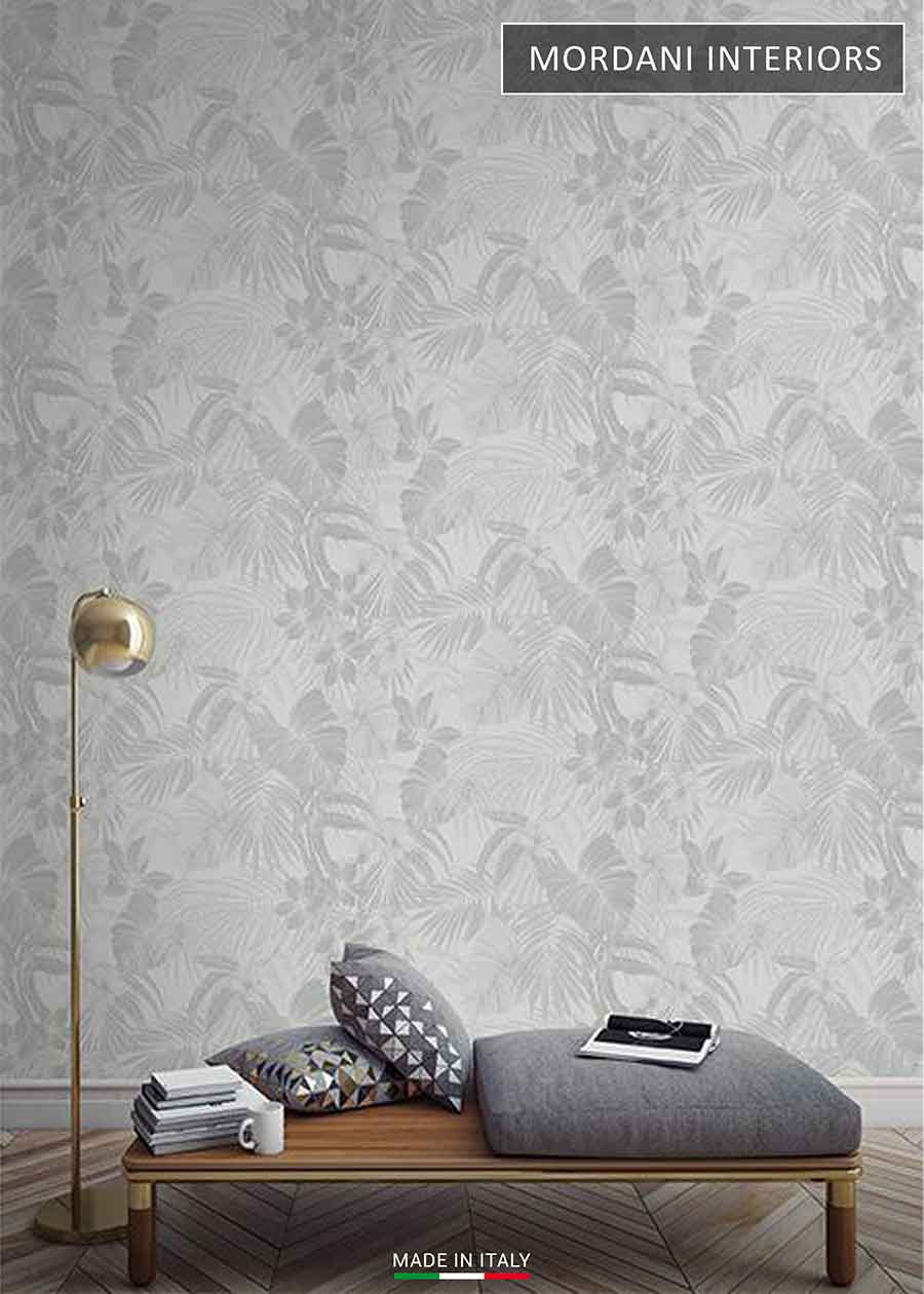 Grey Floral Wallpaper.
