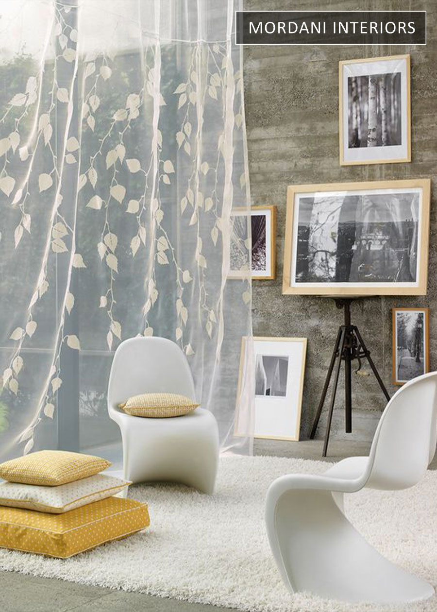 White Leaves Sheer Curtains