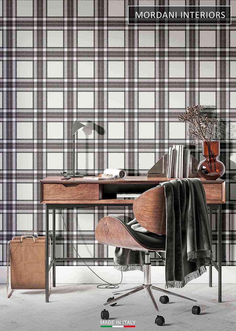 Italian Grey Checked Wallpaper.