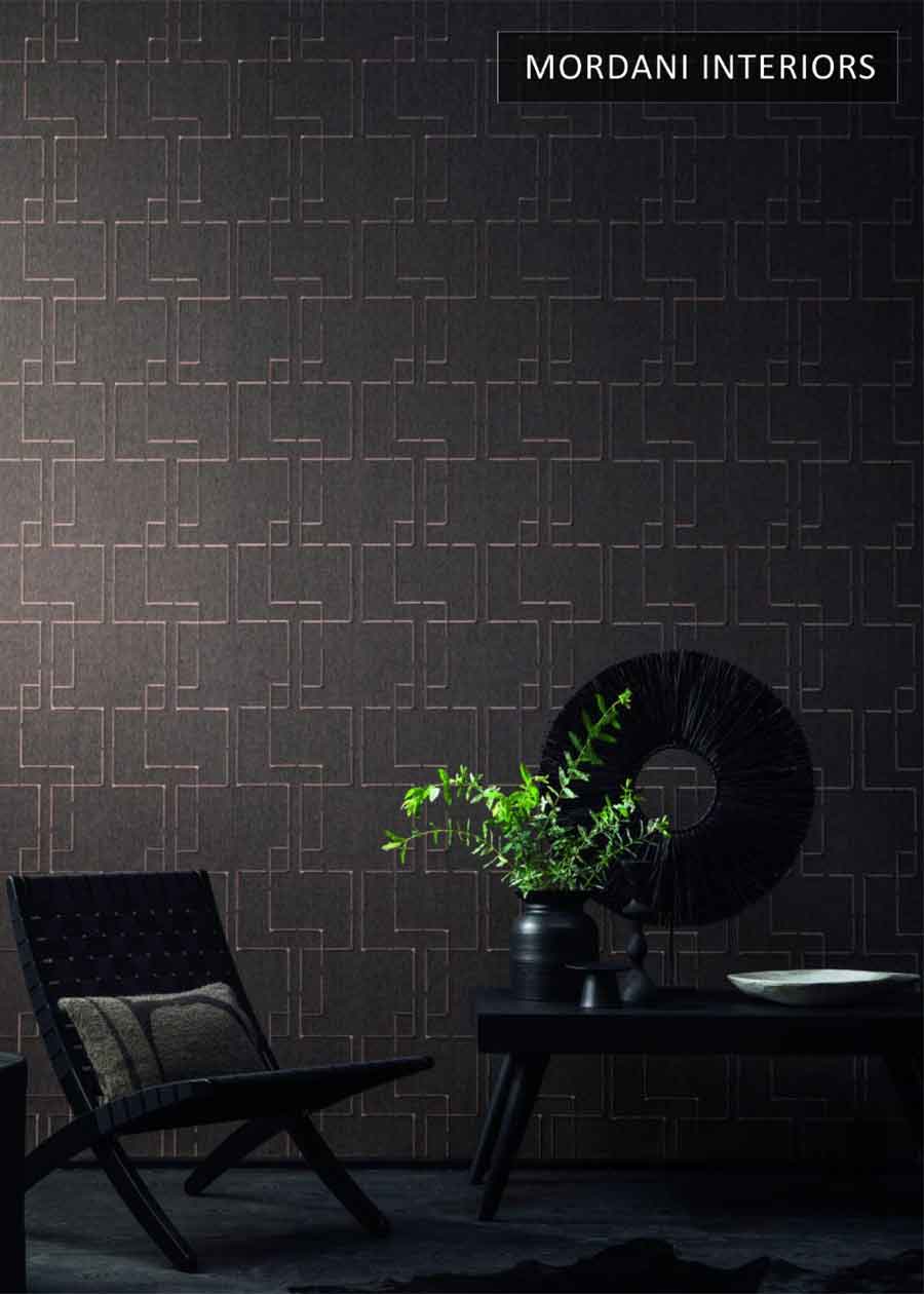 Silver Foiling Geometric Wallpaper.