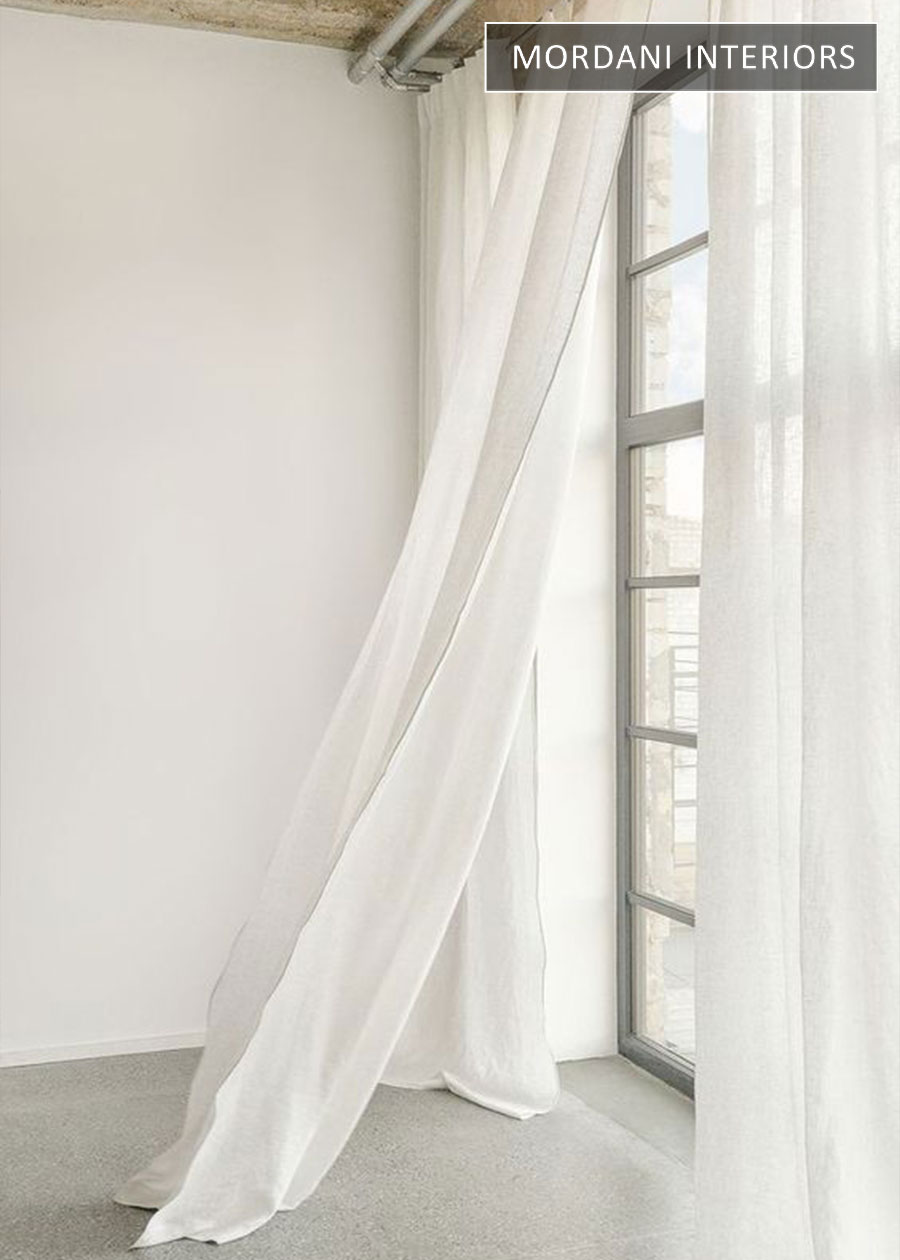 Cotton White Linen Window Curtains