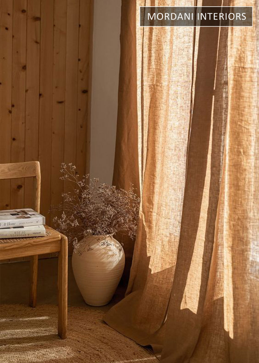 Earth Brown Linen Window Curtains