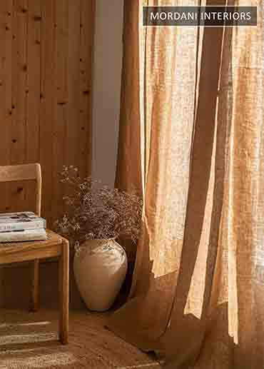Earth Brown Linen Window Curtains