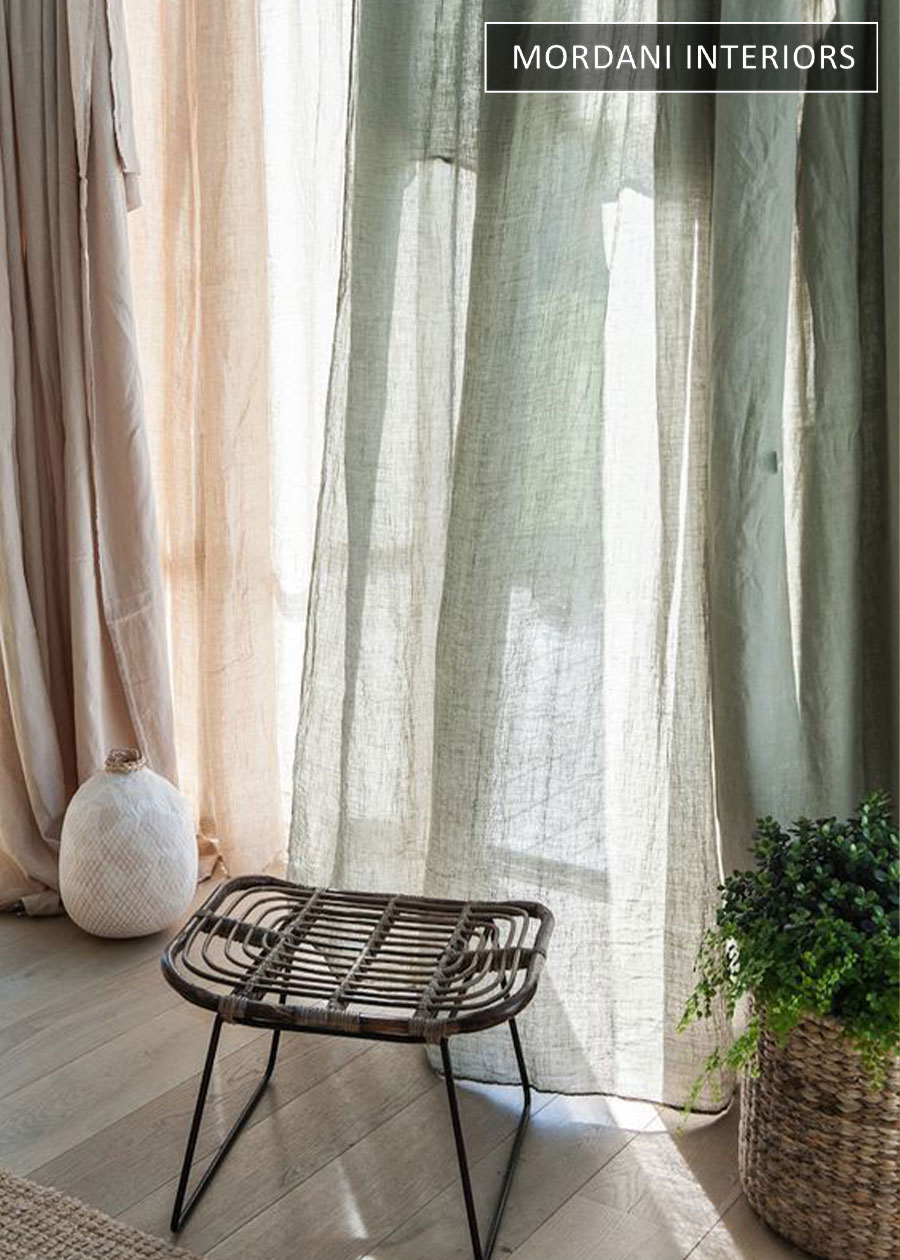 Earthy Green Linen DDecor Window Curtains