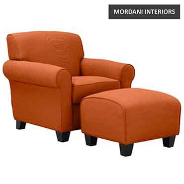 Cocoon Orange Accent Chair With Ottoman