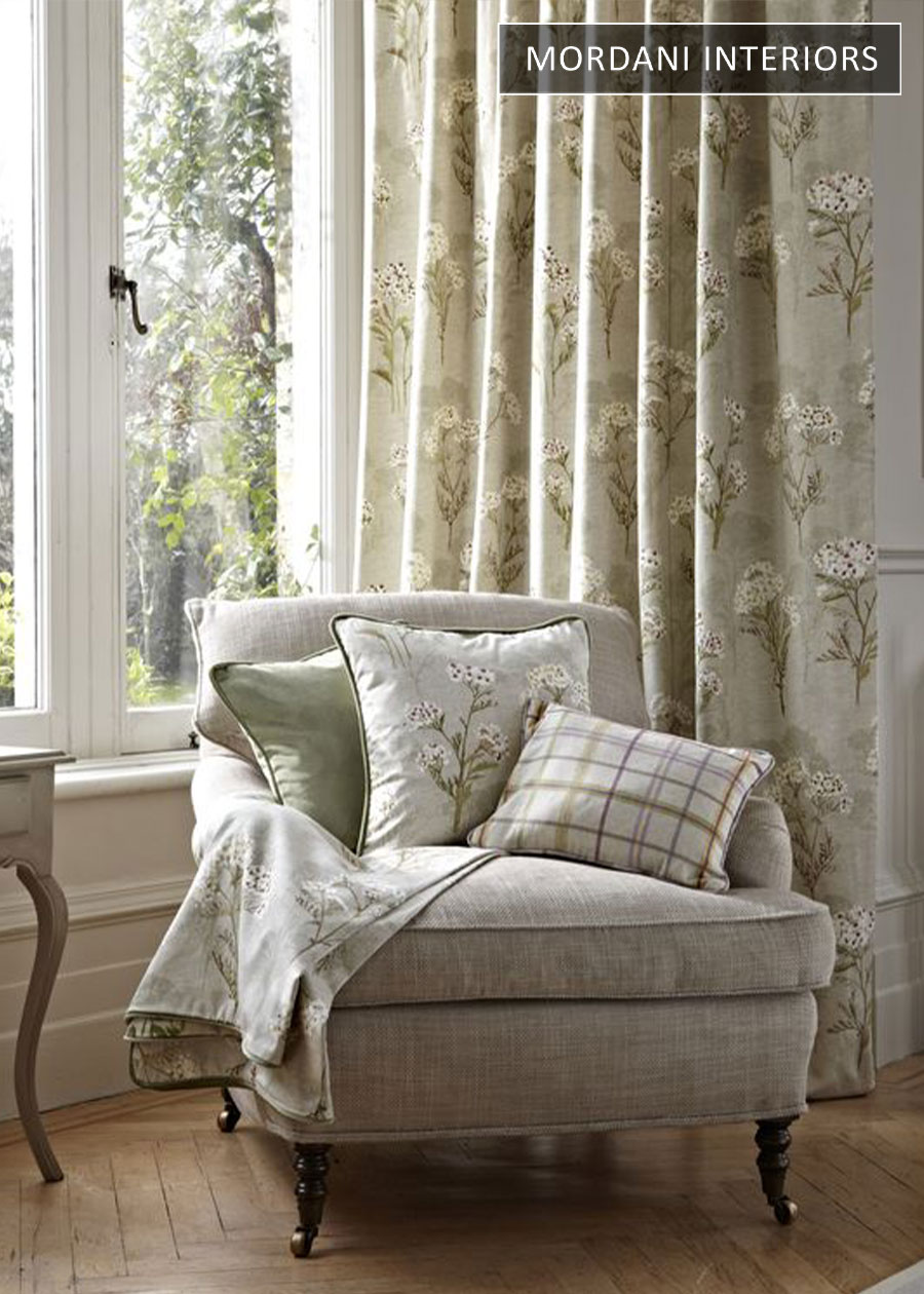 English Floral Embroidered Cotton Curtains