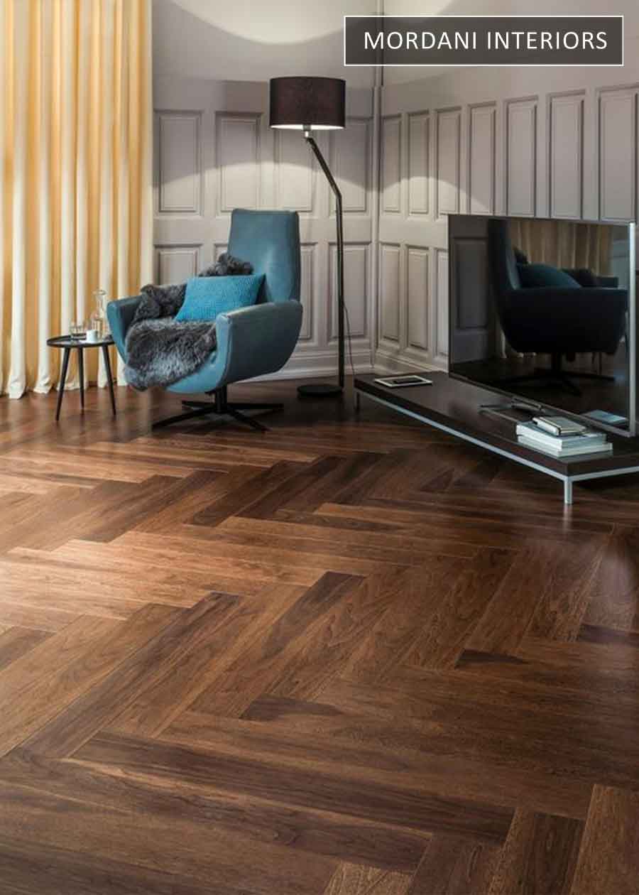 Exotic Walnut Herringbone wood floors