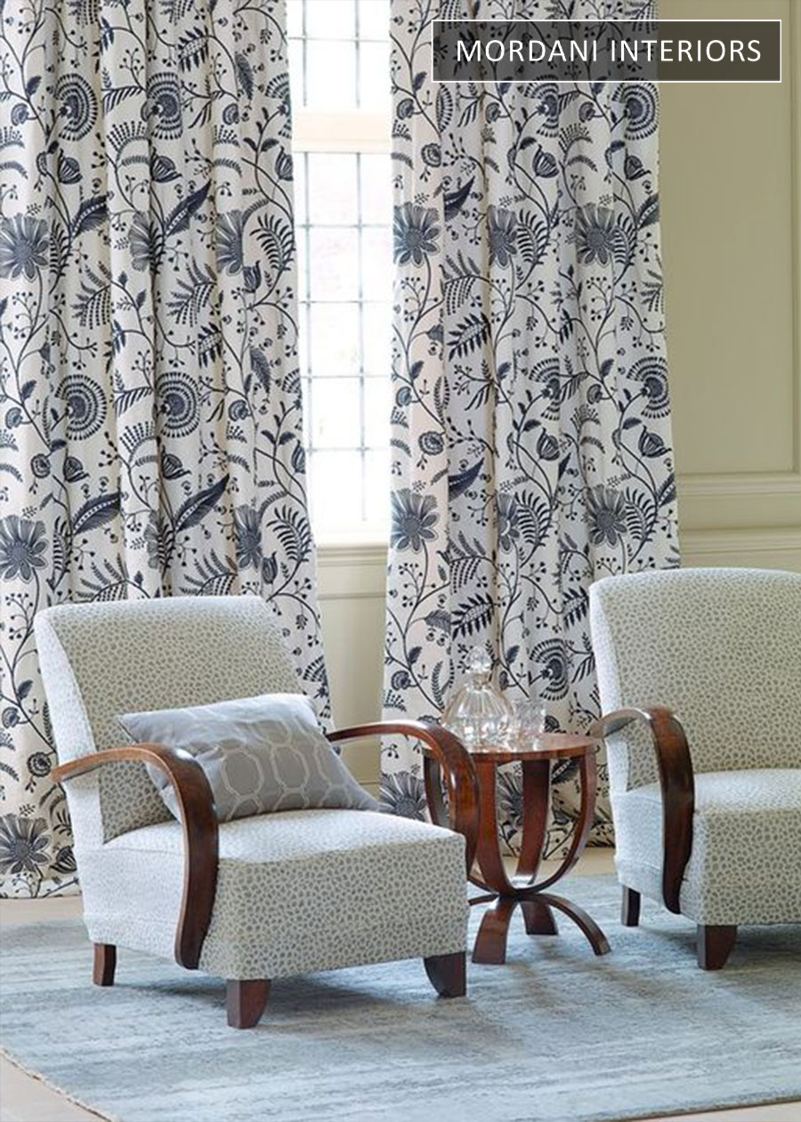 Scroll Embroidered Cotton Curtains