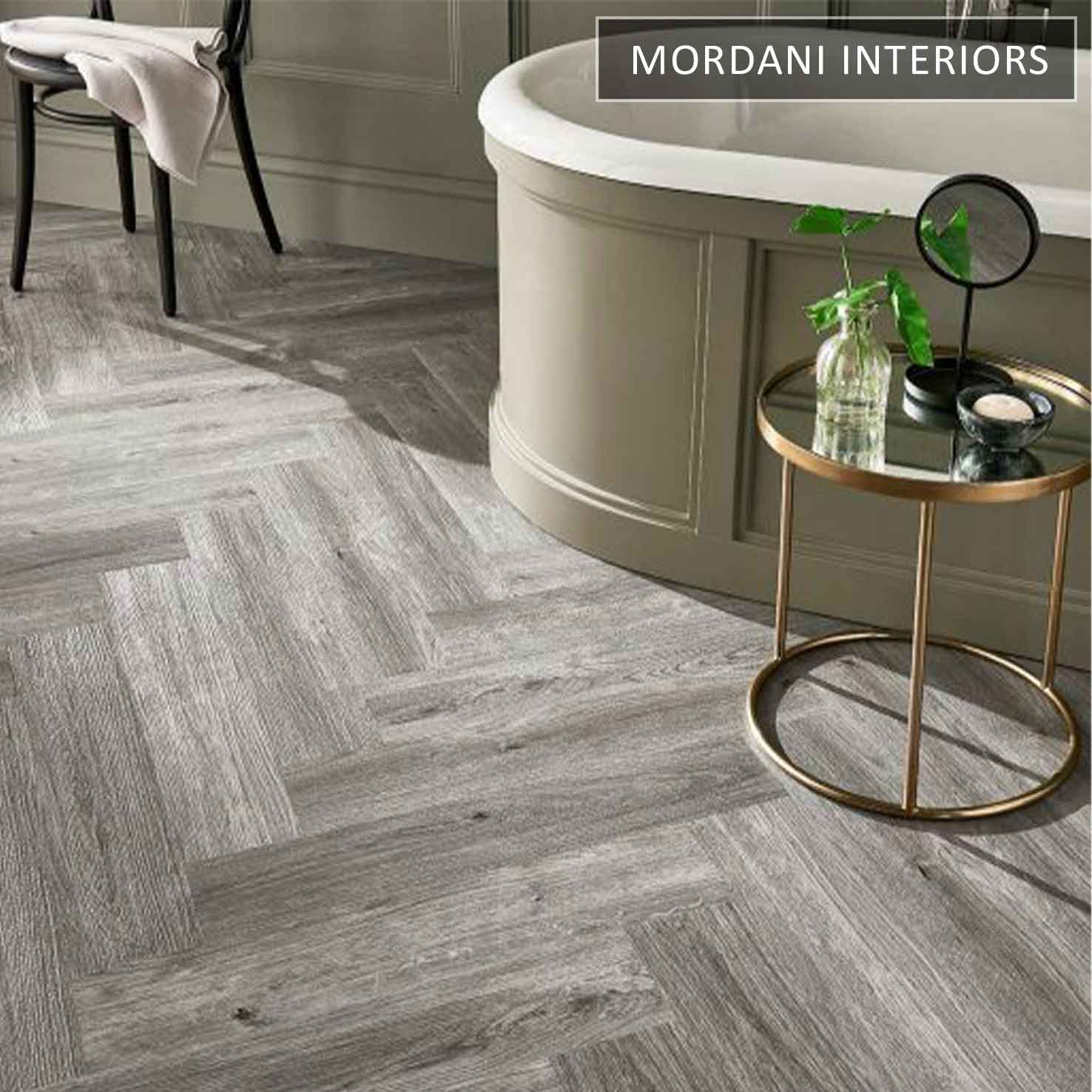 Sea Mist Oak Herringbone wood floors
