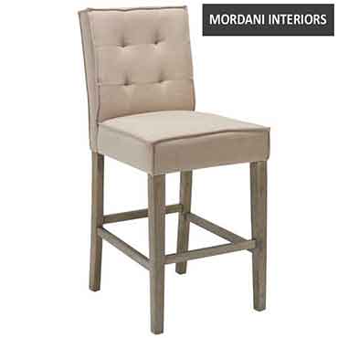Summer Beige Cushioned Seat Solid Wooden Bar Stool
