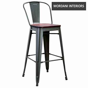 Tolix High Counter Bar Stool With Wooden Seat