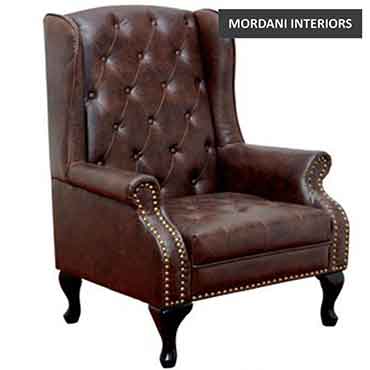 Barzini Brown Leather Accent Chair
