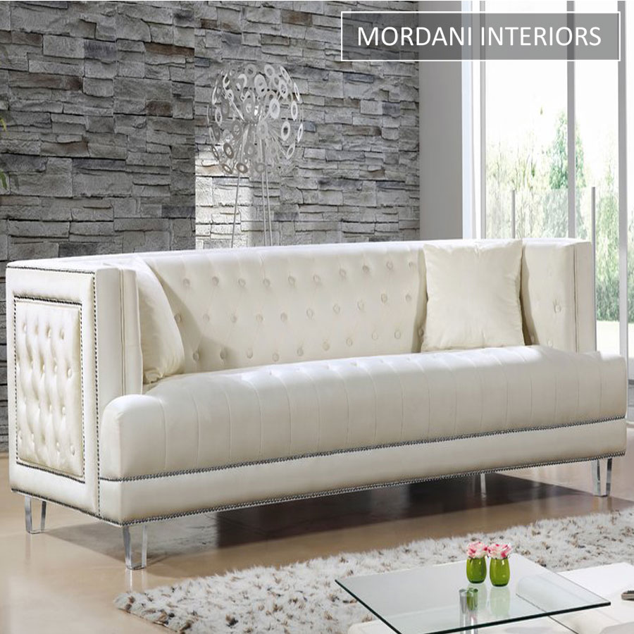 Bridgeport Cream Velvet 3 Seater Chesterfield Sofa