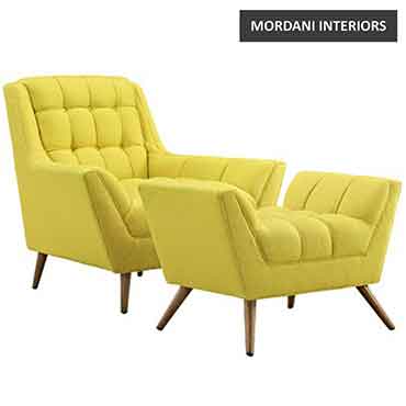 Canyon Yellow Accent Chair With Ottoman 