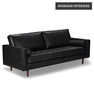 Clive 2 Seater Black Leatherette Sofa