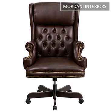 Count Brown High Back 100% Genuine Leather Chair