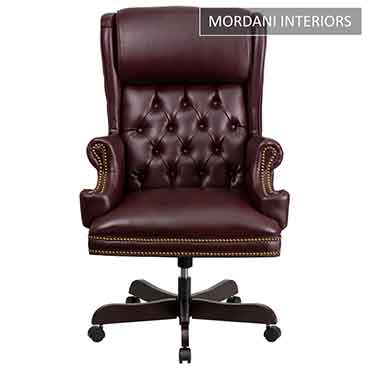 Count Burgundy High Back 100% Genuine Leather Chair