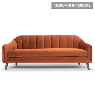 Filbert Peach Velvet Designer Sofa