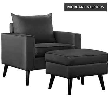 Francesco Black Accent Chair With Ottoman