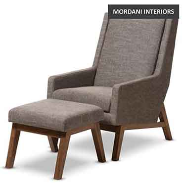 Fullerton Grey Lounge Chair With Ottoman