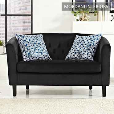 Gabino Black Velvet Loveseat Sofa