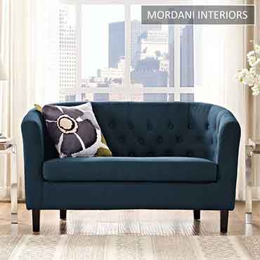 Gabino Azure Blue Loveseat Sofa