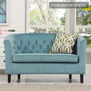 Gabino Light Blue Velvet Loveseat Sofa