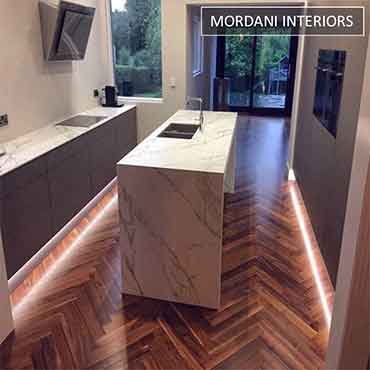 Lacquard Teak Herringbone Flooring