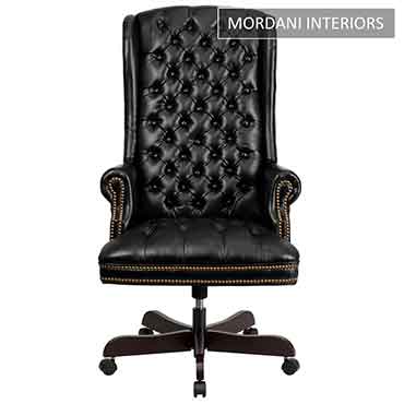 Kingdom Black High Back 100% Genuine Leather Chair