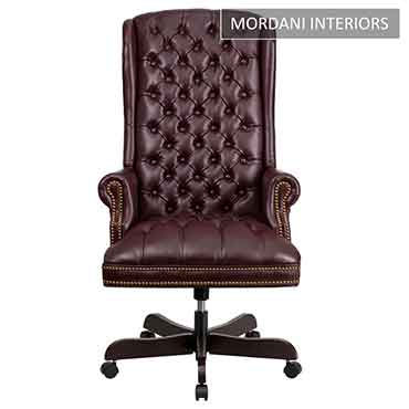Kingdom Burgundy High Back 100% Genuine Leather Chair
