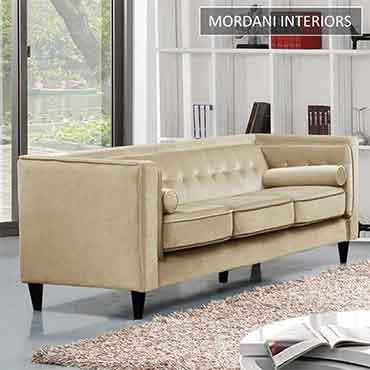 Kirkwall 3 Seater Beige Velvet  Sofa