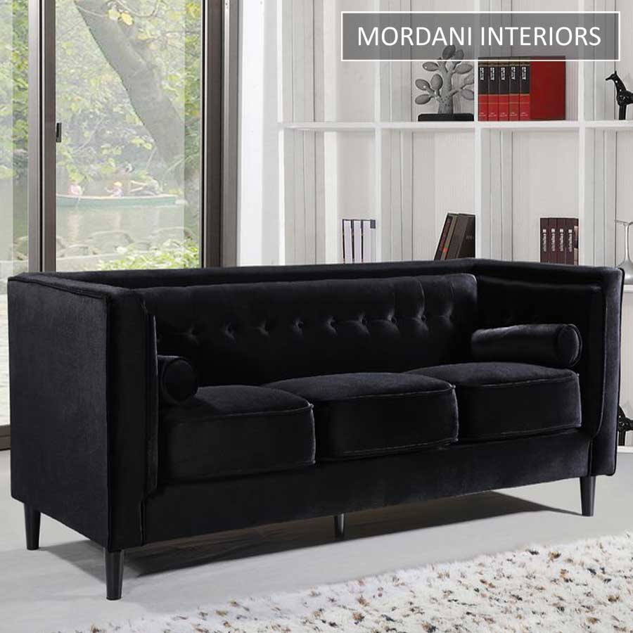 Kirkwall 3 Seater Black Velvet  Sofa